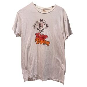 Vintage 60s Hanes Keep On Taping Ampex Graphic T-Shirt White Single Stitch Large